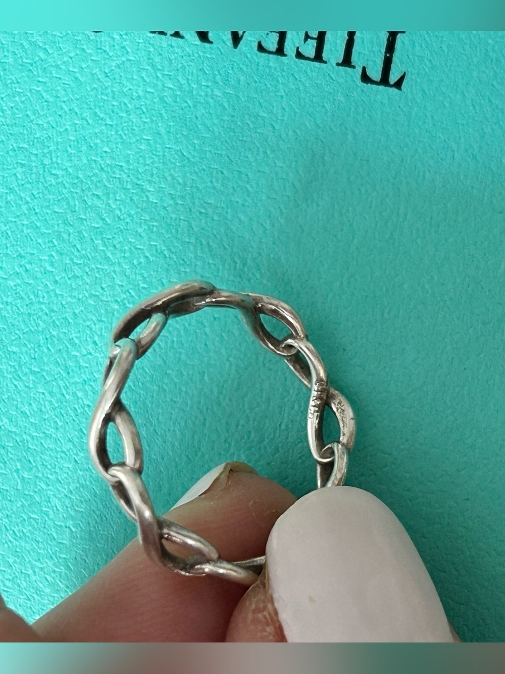 Tiffany & co Silver Narrow Infinity Band Ring Size 6.5 - Picture 8 of 11